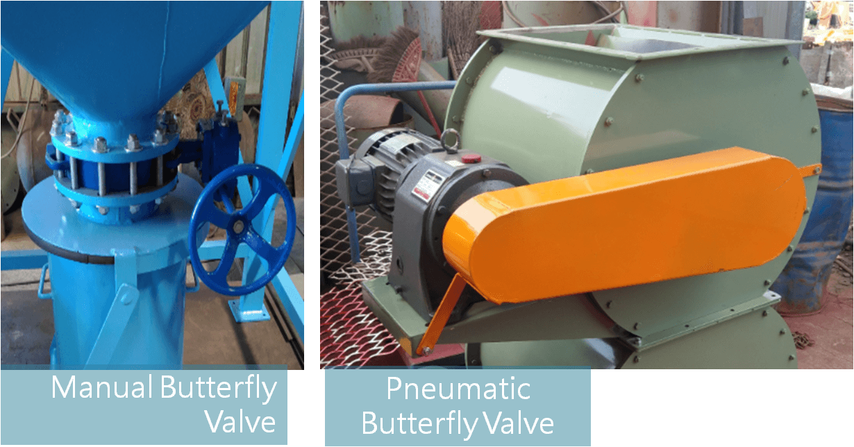 dust exhaust outlet - butterfly valve and rotary valve