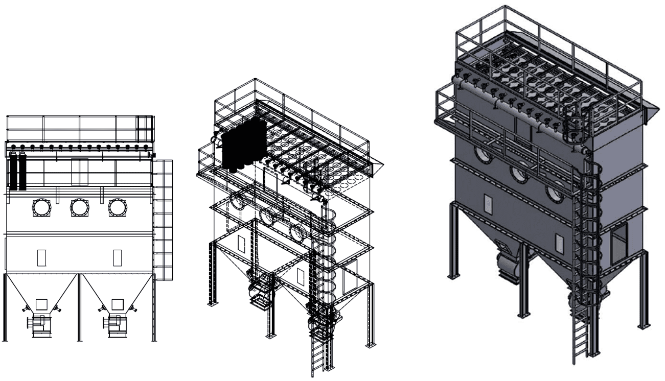 3D Design Drawing of dust collector