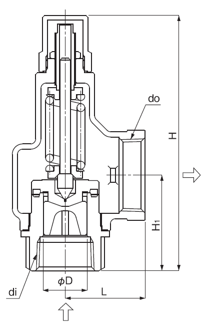 YOSHITAKE -揚程(微啟)式安全閥尺寸- AL-150H 系列